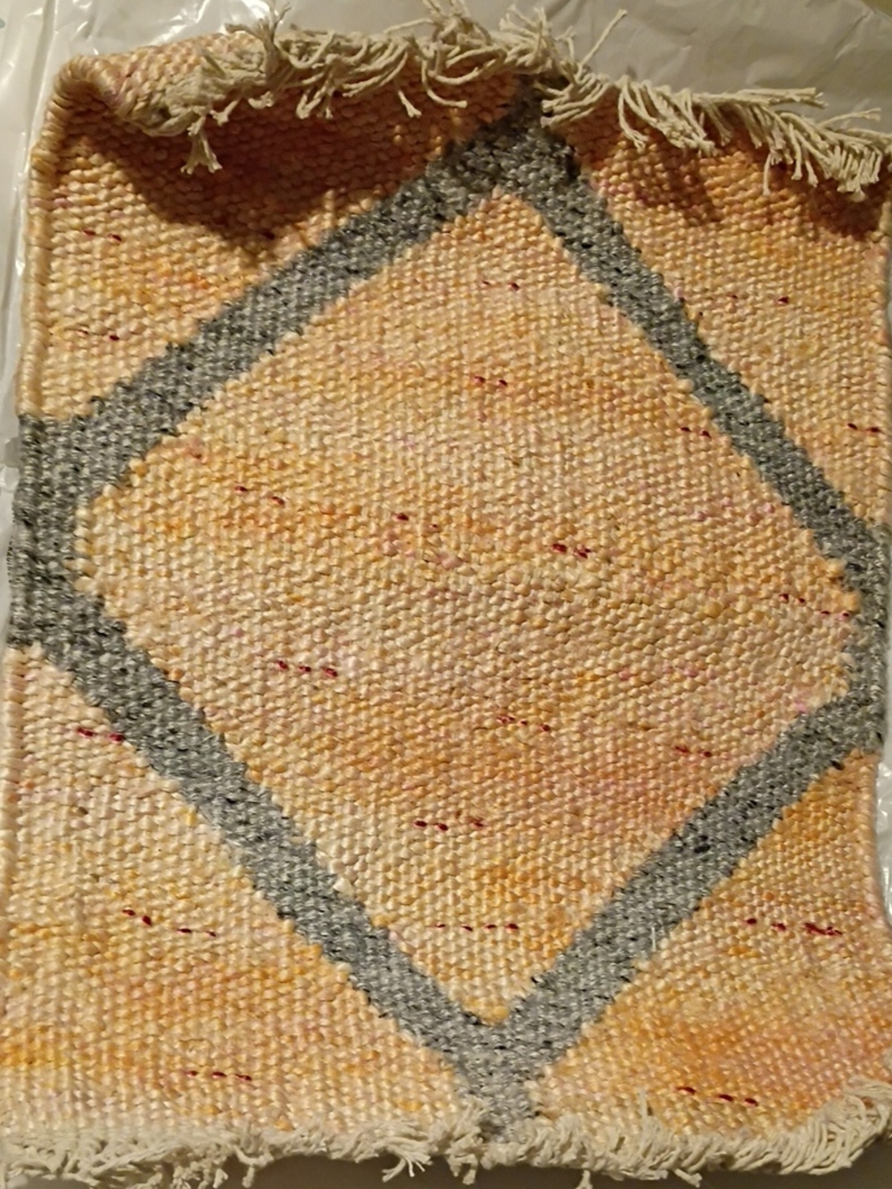 Handwoven Tribal Orange & Gray Diamond Accent Rug